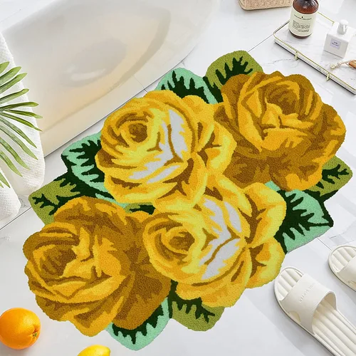 Miniatura 8 de UKELER Alfombras de baño con rosas rojas para baño, antideslizantes, absorbentes, alfombras de cocina, peludas, suaves, para dormitorio de niñas