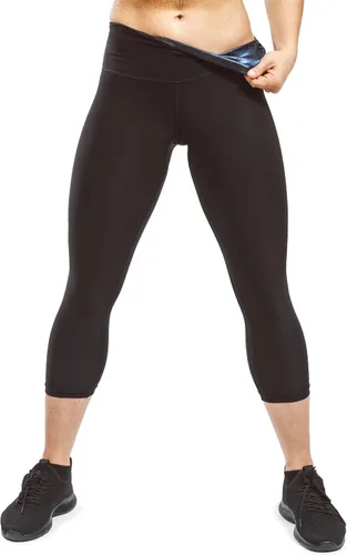 Sweat Shaper - Leggings de sauna para mujer, pantalones de compresión de cintura alta, leggings de yoga, capris de sudoración térmica Negro