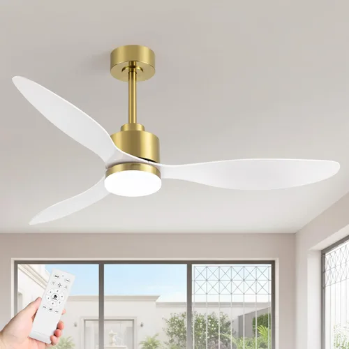 Miniatura 10 de Ventilador de techo de 52 pulgadas con luces y control remoto, motor CC silencioso, 3 aspas reversibles, 6 velocidades, ventilador de techo Negro