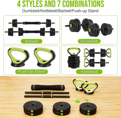 Miniatura 5 de Juego de mancuernas ajustables de 44 libras, pesas ajustables como mancuernas/pesas rusas para gimnasio en casa Redonda