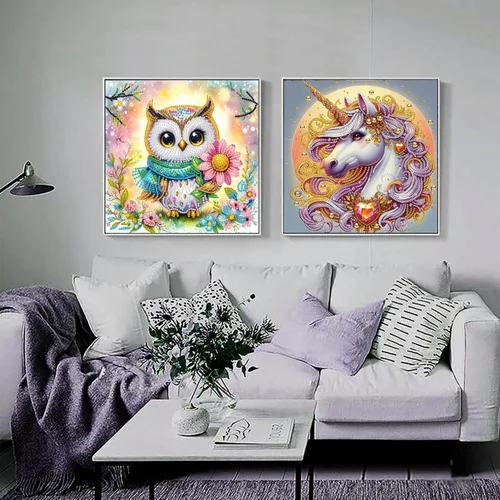 Miniatura 5 de Paquete de 4 kits de pintura de diamantes para adultos, kits de arte de diamantes de forma especial de unicornio para adultos principiantes