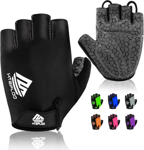 HTZPLOO Guantes de ciclismo, guantes de ciclismo, guantes de bicicleta para hombres y mujeres, con almohadilla antideslizante que absorbe los