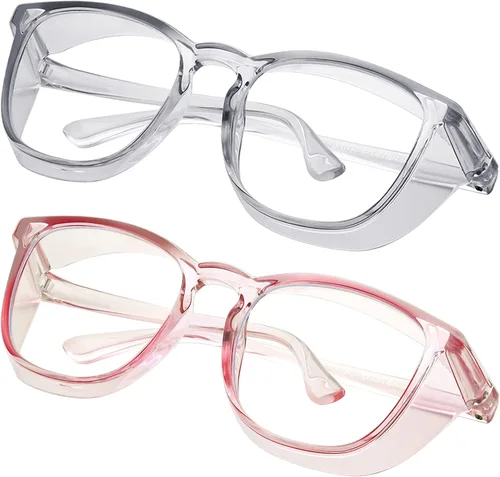 Miniatura 7 de Gafas de seguridad para enfermeras, gafas protectoras – Antivaho marco cuadrado elegante gafas transparentes para mujeres y hombres C16-negro Gery