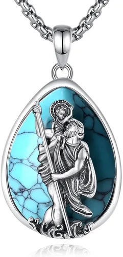 Miniatura 145 de Vito Collar de plata de ley 925 para mujeres y hombres, San Benito, crucifijo, Caravaca, San Cristóbal, San Judas, medalla patronal, amuleto