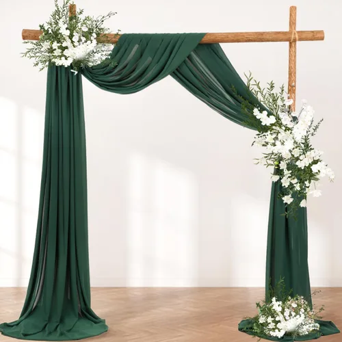 Miniatura 4 de LINXTAR 1 panel de tela para arco de boda, 1 panel de 30 x 18 pies, color verde esmeralda, cortina de arco de gasa transparente para cabina