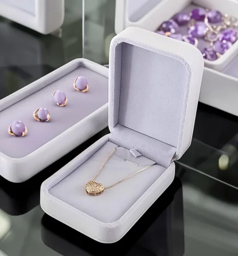 Miniatura 4 de Velvet Jewelry Storage Box, Pendant gift Box, Necklace Storage Display Case, Gift Boxes For Wedding Romantic Proposal Engagement Birthday