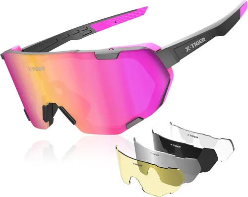 X-TIGER Gafas de ciclismo polarizadas para hombres y mujeres, 5 lentes intercambiables UV400, gafas de sol deportivas, béisbol, correr, pescar Lente