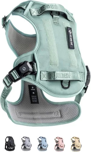 Fei & Eve MagEase - Arnés para perro, sin tirones, doble asa, panel táctico, nailon 900D, XL, color verde verde glaciar