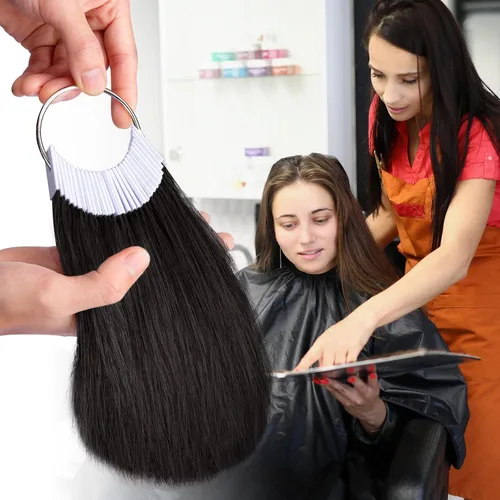 Miniatura 2 de Noverlife 30 muestras de cabello puro para prueba de color, cabello humano Remy real, kit de prueba de anillo de color de cabello negro, muestra