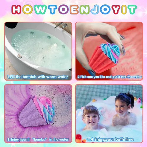 Miniatura 3 de Bombas de baño para niños con unicornio sorpresa en el interior, set de regalo de 20 bombas de baño para niños, bombas efervescentes de baño