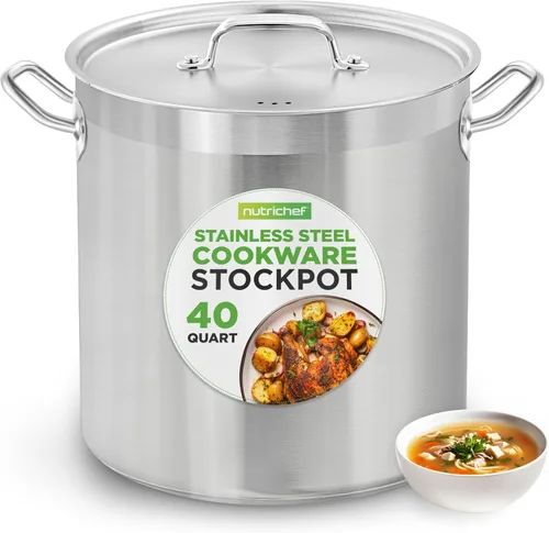 Miniatura 11 de NutriChef Olla resistente de 20 cuartos de galón con tapa de acero inoxidable, olla grande para inducción, cocinas de gas y eléctricas, perfecta