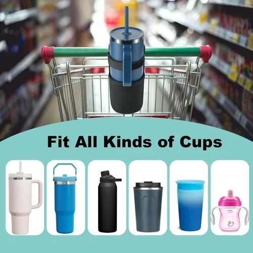 Miniatura 2 de Beautyflier Soporte para tazas de carrito de compras, portador portátil de taza de café, carrito de compras para colgar taza de café, botella