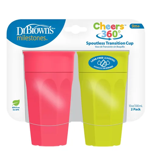 Miniatura 11 de Dr. Brown's Milestones Cheers 360 - Vaso de transición sin boquilla, apto para viajes y sin fugas, para bebés y niños pequeños, animales rosados +
