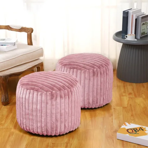 Miniatura 8 de Teenyyou 2 Piezas Funda de Puf Sin Relleno de 20 x 15 Pulgadas Reposapiés Otomán - Sin Relleno, Piel Sintética de Conejo Taburete Reposapiés Puf