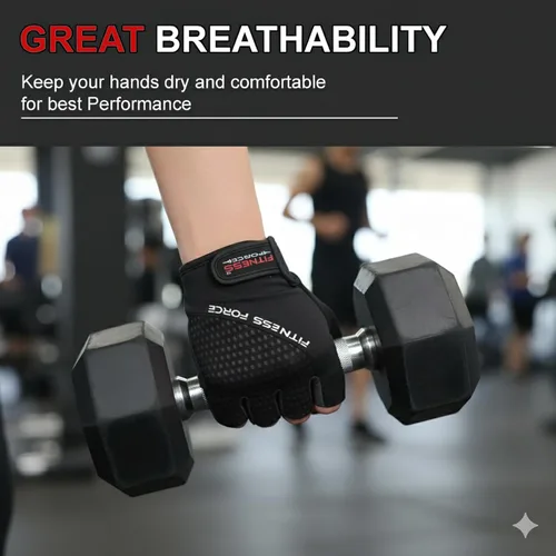 Miniatura 6 de FITNESS FORCE Guantes de entrenamiento transpirables para hombres y mujeres, guantes acolchados para levantamiento de pesas con protección completa