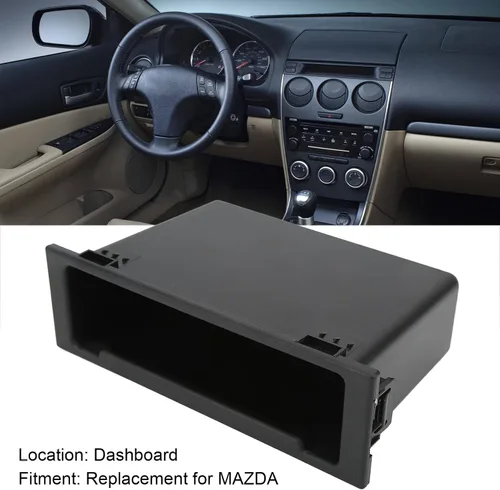 Miniatura 2 de Caja de almacenamiento de radio de audio estéreo para automóvil, organizador de tablero de instrumentos 1DIN, ABS negro, bolsillo de repuesto