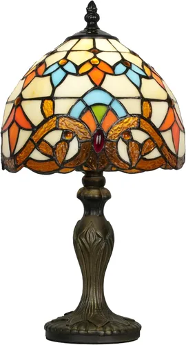 Skyblaze Lámpara de mesa estilo Tiffany, lámpara de escritorio de estilo barroco, luz nocturna vintage, luz de lectura de 8 pulgadas con pantalla