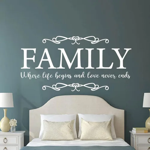 Miniatura 7 de Vinilo decorativo para pared, diseño con cita familiar, diseño de vida y amor, mural para el hogar, cocina, sala de estar, calcomanía extraíble Negro