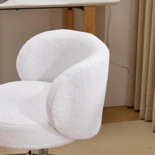 Miniatura 8 de VINGLI Bonita silla de escritorio giratoria pequeña, cómoda con ruedas, soporte lumbar ergonómico de respaldo bajo, taburete rodante para tocador