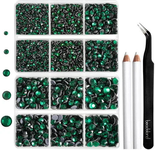 Miniatura 16 de 6736 piezas de diamantes de imitación Hotfix con parte trasera plana, diamantes de imitación rosa para manualidades y ropa, 5 tamaños mixtos, kit