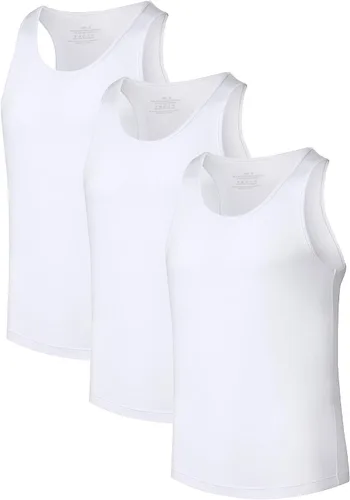 Miniatura 17 de COLORFULLEAF Camisetas sin mangas de rayón de bambú para hombre, camisetas sin mangas elásticas con cuello redondo (1 o 3)