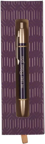 Christian Art Gifts Elegante bolígrafo retráctil mediano grabado con láser en caja de regalo para mujeres: Lord Bless You - Versículo bíblico