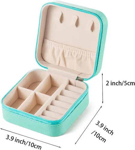 Miniatura 3 de Pequeño joyero de viaje portátil, organizador de joyas de viaje, soporte portátil de almacenamiento de joyas para anillos, aretes, collares, regalos