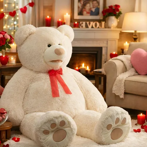 Miniatura 2 de HollyHOME Oso de peluche gigante de 5 pies con huellas grandes, regalo de San Valentín, 5 pies, color beige