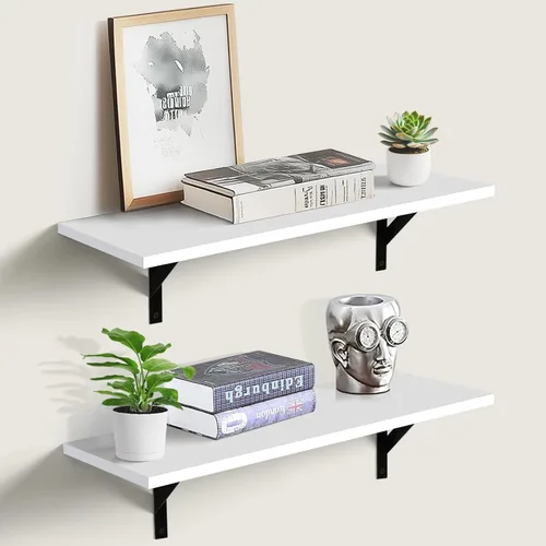 Miniatura 9 de Tectocker-DOU 2 estantes flotantes profundos; estantes colgantes montados en la pared para sala de estar, cocina, oficina, baño y decoración de Negro
