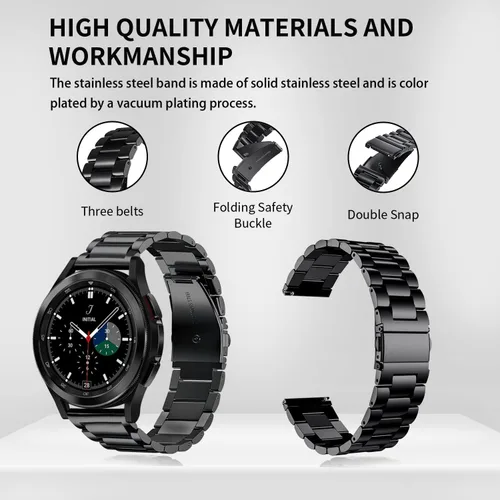 Miniatura 3 de GOLDTOLUCK Correa de acero inoxidable compatible con Samsung Galaxy Watch 8 7 6 5 4 Classic FE Pro 40mm 44mm 46mm 43mm 47mm 45mm 42mm 20mm