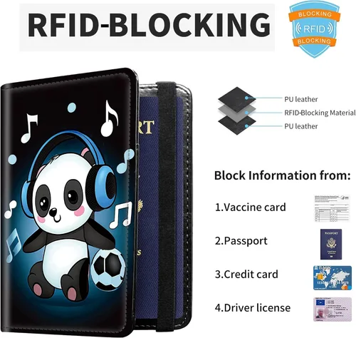 Miniatura 4 de Combo de portatarjetas de pasaporte y vacunación con bloqueo RFID-X-1, Música, Minimalista