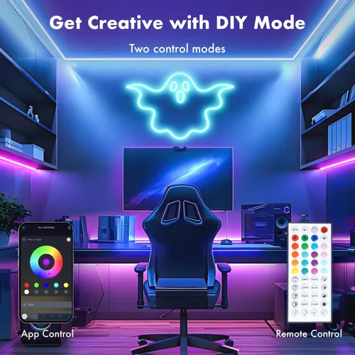 Miniatura 6 de Tira de luces LED para dormitorio, 2025 doble fila de 30.5 m, 960 LEDs RGB, tiras de luces sincronizadas con música, cambio de color, control remoto
