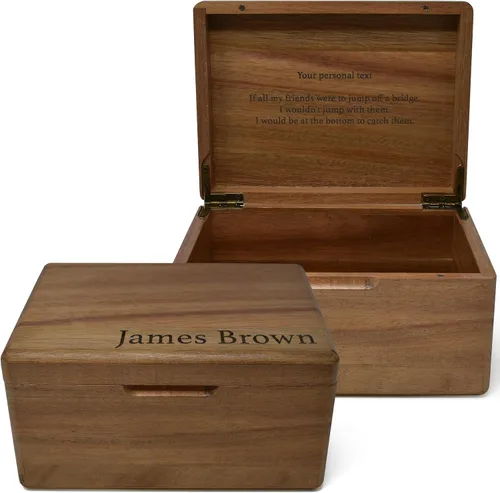 Miniatura 13 de Caja de madera grabada personalizada grande – Caja de recuerdo de madera de acacia con mensaje oculto personalizado, cajas de memoria de nogal