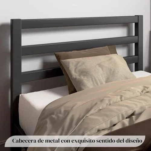 Miniatura 6 de LoVinson Marco de cama tamaño Twin, base de cama de plataforma resistente con base de metal fuerte, almacenamiento debajo de la cama, base de Negro