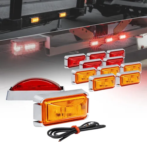 Miniatura 25 de TRUE MODS 2 piezas 2.5" Luz LED roja para remolque con bisel negro [DOT FMVSS 108] [SAE P2PC] [montaje superficial] [impermeable IP67] luces de Rojo