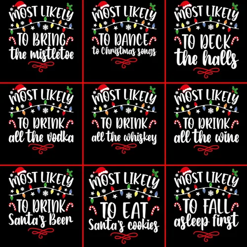 Miniatura 4 de Most Likely To Christmas Shirts For Family 50 Quotes Family Matching Christmas Shirts Funny Christmas T-Shirts Custom Text Personalized Tees for