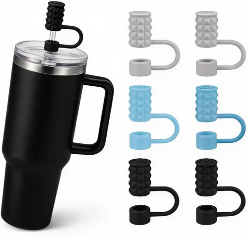 Miniatura 8 de Tapas de popote de silicona para vasos de 0.394 in Cubrepopotes reutilizables a prueba de polvo compatibles con vasos Stanley de 30 y 40 onzas