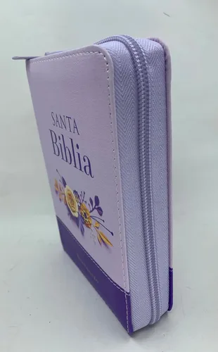 Miniatura 6 de biblia tamaño bolsillo reina valera 1960 lila/ flores cierre con indice piel imitacion 8 puntos Imitation Leather – 1 Enero 2023
