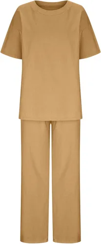 Miniatura 12 de Conjuntos de verano de 2 piezas para mujer, conjuntos elegantes y casuales de color liso, para verano, otoño, cuello redondo, tops y pantalones