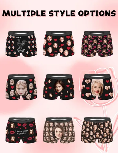 Miniatura 4 de Paquete de 2 calzoncillos personalizados para hombres, boxeadores personalizados para hombres con cara, regalos personalizados para hombres