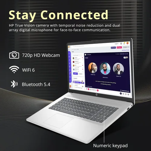 Miniatura 5 de HP Portátil con pantalla táctil HD+ de 17,3", AMD Ryzen 5 7430U, 8 GB de RAM, almacenamiento de 1,5 TB (512 GB SSD + 1 TB Docking Station Set)