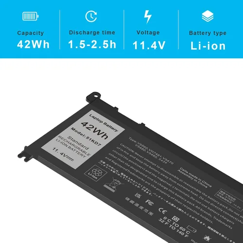 Miniatura 5 de Fancy Buying 51KD7 - Batería de repuesto para laptop Dell Chromebook 11 3100 3180 3189 5190 3181 2 en 1 14 3400 Series P28T001 Y07HK FY8XM 0FY8XM