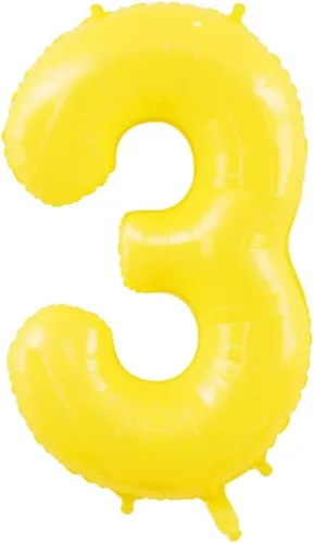 Miniatura 2 de Globos amarillos grandes de 40 pulgadas con corona, globos de helio de aluminio del número 3, decoraciones de tercer cumpleaños, suministros
