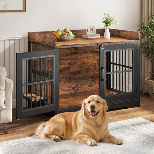 Miniatura 13 de VOPEAK Mueble de jaula para perros de 27.5", jaula para perros resistente a mordiscos para perros pequeños y cachorros, jaulas para perros