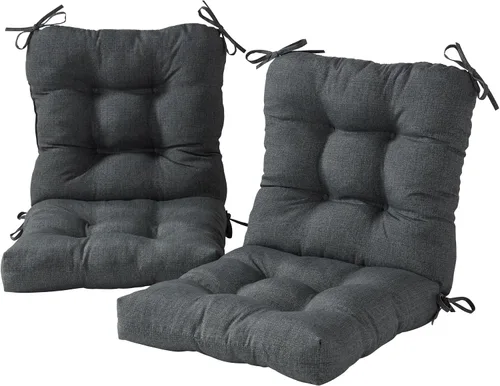 Miniatura 12 de Cojines para silla de exterior con bisagras, diseño de una sola pieza, cojín reversible para asiento y respaldo de patio con lazos, tela