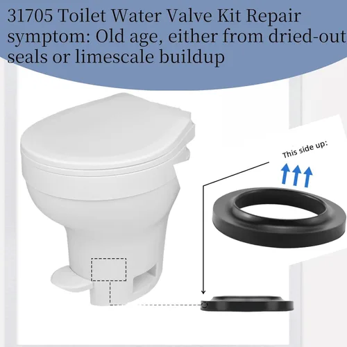 Miniatura 7 de 31705 Válvula de inodoro RV Kit de repuesto de válvula de agua para inodoro Thetford RV 31705, se adapta a todos los modelos Aqua Magic V alto/bajo