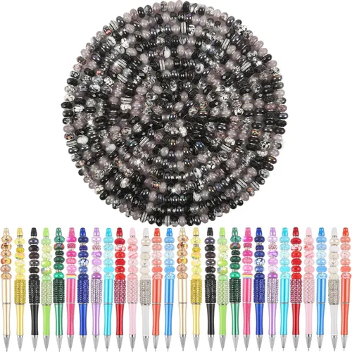 Miniatura 17 de ZYEHXED 60 Piezas Cuentas Negras de Agujero Grande, Cuentas Grandes de Artesanía Europea, Cuenta de Lampwork Murano de Agujero Grande, Cuenta