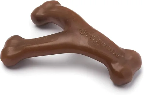 Benebone Wishbone - Juguete masticable duradero para perros masticadores agresivos, cacahuete real, fabricado en Estados Unidos, pequeño, para