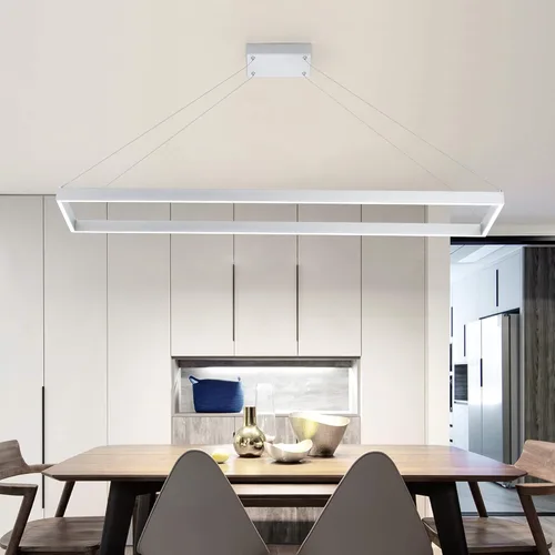 Miniatura 12 de Candelabro LED moderno – Lámpara colgante cuadrada, estilo contemporáneo, regulable para sala, comedor, dormitorio, cocina, sala de estudio, 65 W