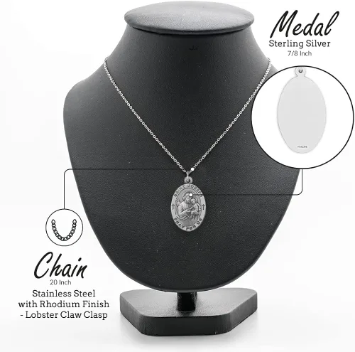 Miniatura 2 de True Faith Jewelry Sterling Silver Patron Medal 78 Inch